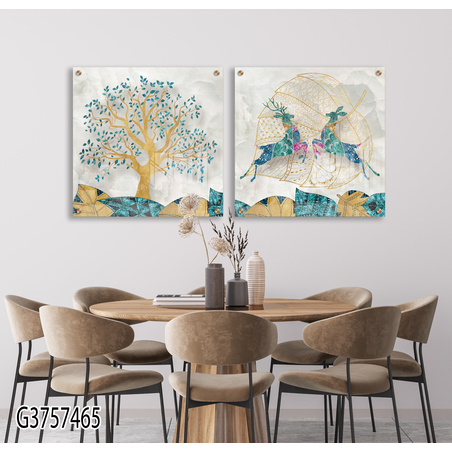 זוג תמונות מרובעות בהדפסה ישירה על זכוכית דגם G3757465