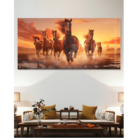 תמונת זכוכית סוסים לפינת לסלון או למשרד דגם 510232