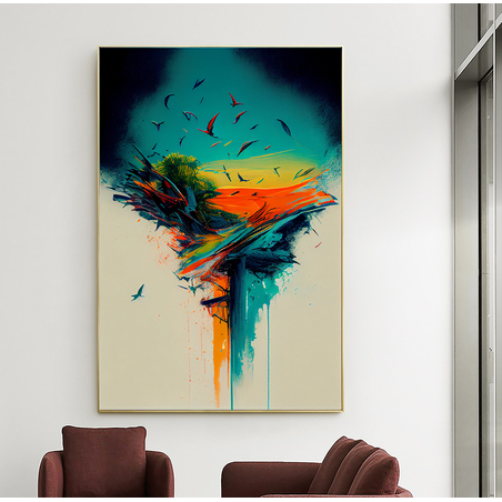 תמונה לסלון או למשרד מודפסת על קנבס כותנה אבסטרקט-מודרני דגם 3202105