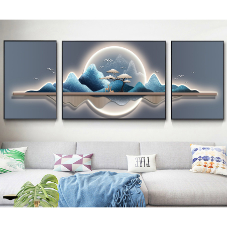 תמונת תלת מימד מחולקת לסלון על קנבס עם אפשרות לחיפוי זכוכית דגם 4755635