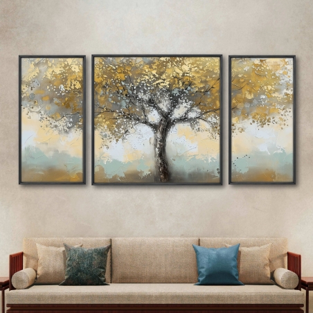 תמונה מחולקת לסלון מהממת עץ עם מריחות צבע דגם - A55507