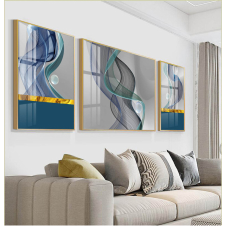 תמונה בשלושה חלקים לסלון בעיצוב מופשט מודרני דגם 4115455