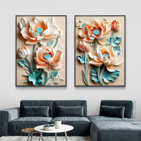 זוג תמונות קנבס לסלון 