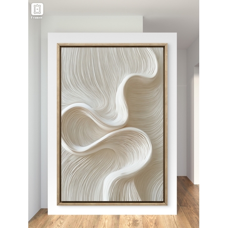 תמונת קנבס אבסטרקטית בגווני שמנת ובז’ עם קווים זורמים, עיצוב מינימליסטי מודרני מסדרת NEXTGEN BY BAR