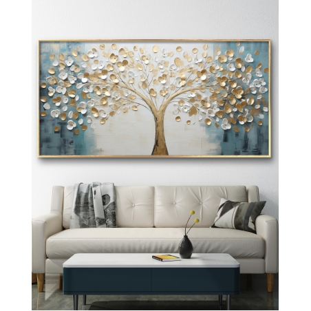 תמונת קנבס ממוסגרת אבסטרקט זהב טורקיז  דגם 289231