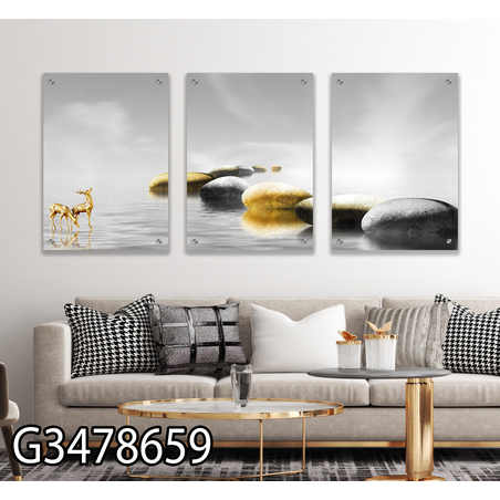 שלישיית תמונות לסלון מודפסות על זכוכית דגם G3478659