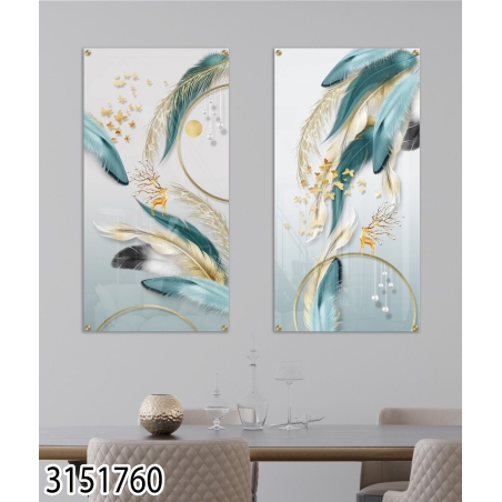 זוג תמונות לפינת אוכל או לסלון על קנבס או זכוכית דגם-3151760
