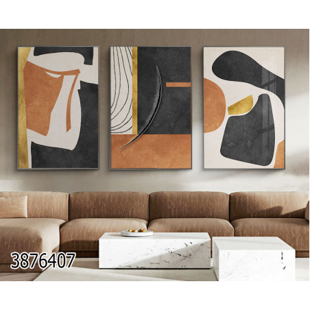 שלשה על קנבס מתוח וממוסגר לסלון או למשרד דגם 3876407