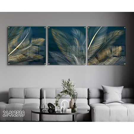 שלישיית תמונות מרובעות יוקרתיות מודפסות ישירות על זכוכית דגם-21412519