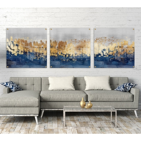 שלישיית תמונות מרובעות יוקרתיות מודפסות ישירות על זכוכית דגם-2109022