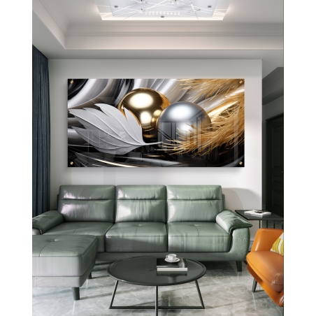 תמונת זכוכית לסלון בסגנון גאומטרי 