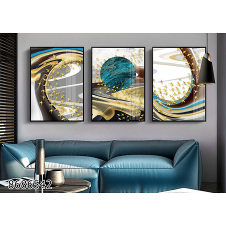 שלשה על קנבס כותנה!! מתוח וממוסגר לסלון או למשרד דגם 8686542