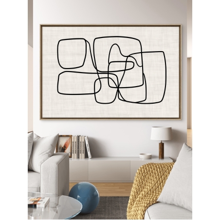 תמונת קנבס עם קווים שחורים רציפים על רקע בגוון בז' טבעי, בעיצוב מודרני מקולקציית NEXTGEN BY BAR מבית תכשיט לבית.