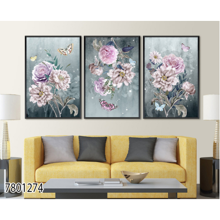 שלשה על קנבס מתוח וממוסגר לחדר השינה או לסלון דגם 7801274