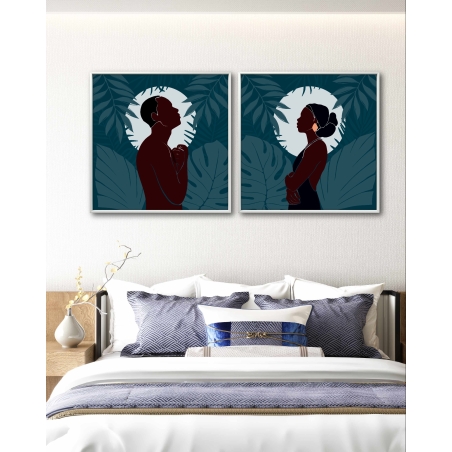 זוג תמונות מרובעות על קנבס 