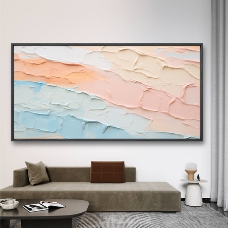 תמונת קנבס מהממת סגנון אבסטרקט גוונים ורוד תכלת וכתום דגם - A19196