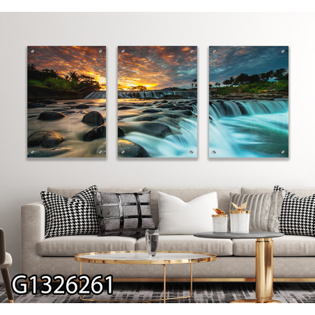 שלישיית תמונות לסלון מודפסות על זכוכית דגם G1326261