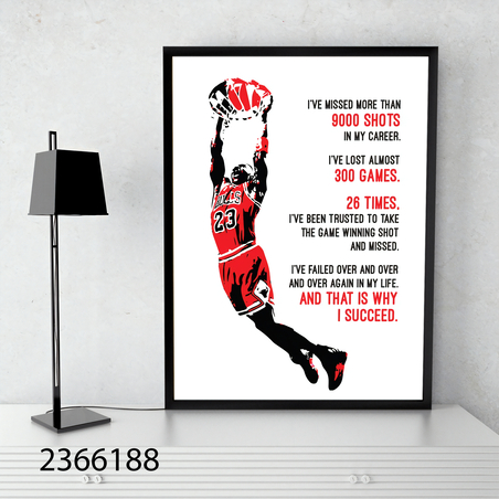 תמונה מוטיבציה  מייקל ג'ורדן לסלון או למשרד מודפסת על קנבס דגם 2366188