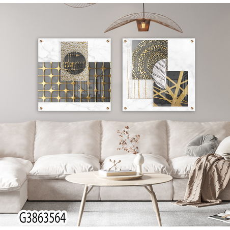 זוג תמונות מרובעות בהדפסה ישירה על זכוכית דגם G3863564