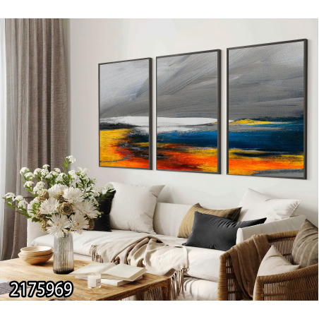 שלשה על קנבס כותנה!! מתוח וממוסגר לסלון או למשרד דגם 2175969