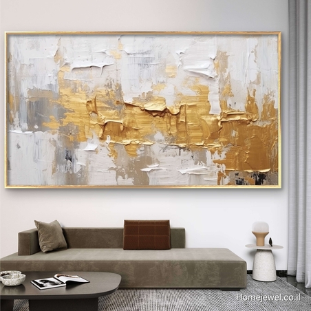 תמונת קנבס ממוסגרת אבסטרקט זהב דגם 299232