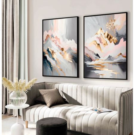 זוג תמונות על קנבס אבסטרקט לסלון למשרד או לחדר השינה דגם 769006