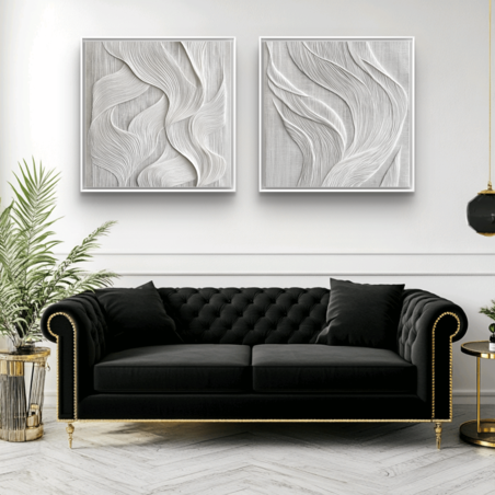 זוג תמונות קנבס מרובעות (הדפס חלק) 