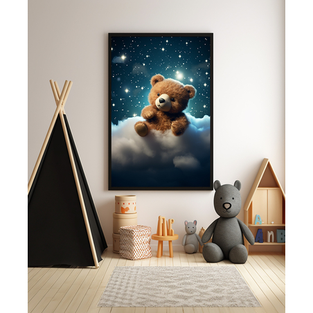 תמונה מקורית לחדר ילדים דובי חמוד על ענן דגם 4082331
