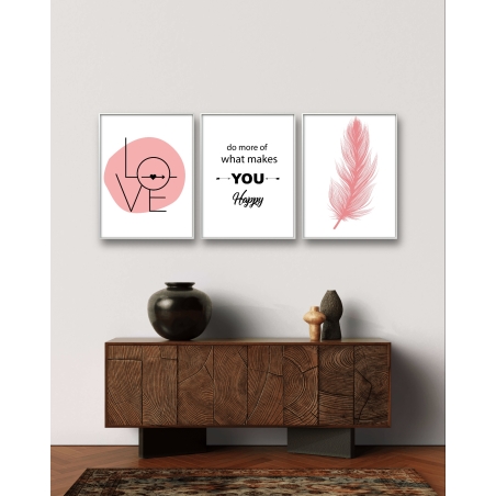 שלשה על קנבס כותנה לסלון בסגנון קו אחד 