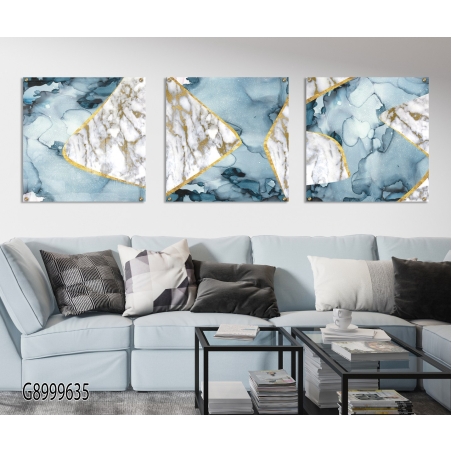 שלישיית תמונות מרובעות יוקרתיות מודפסות ישירות על זכוכית דגם-G8999635