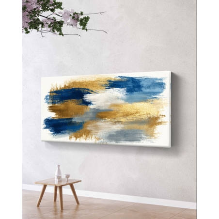 תמונת קנבס אבסטרקטית בגווני כחול וזהב בעיצוב מודרני מבית תכשיט לבית