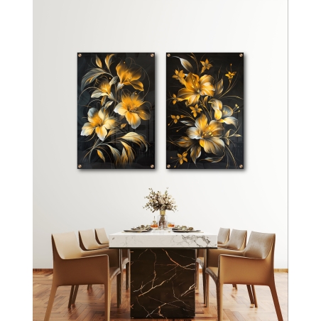 זוג תמונות על זכוכית לסלון או לפינת אוכל 