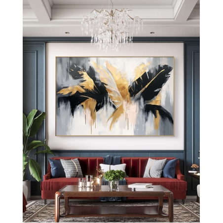 תמונת קנבס בסגנון אבסטרקט ונוצות 