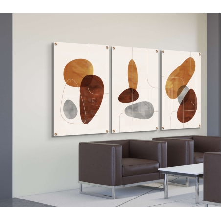 שלישיית תמונות זכוכית בסגנון גאומטרי 