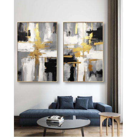 זוג תמונות על קנבס אבסטרקט לסלון למשרד או לפינת אוכל דגם-309231