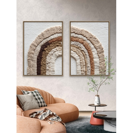 סט תמונות קנבס זוגי בסגנון בוהו עם קשתות בגווני שמנת וחום – תכשיט לבית