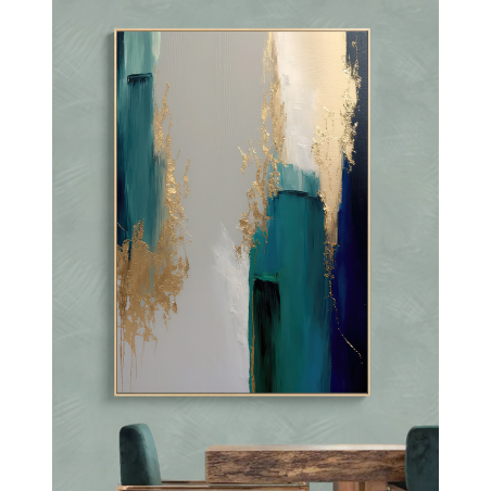 תמונה לסלון או למשרד אבסטרקט גוונים של שחור וזהב מודפסת על קנבס דגם 303023