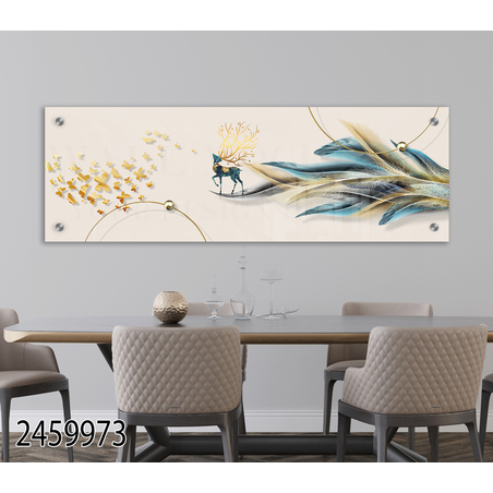 תמונת זכוכית פנורמית נוצות מעוצב לחדר השינה או לסלון דגם 2459973