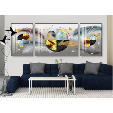 תמונת תלת מימד מחולקת לסלון על קנבס עם אפשרות לחיפוי זכוכית דגם 2940608