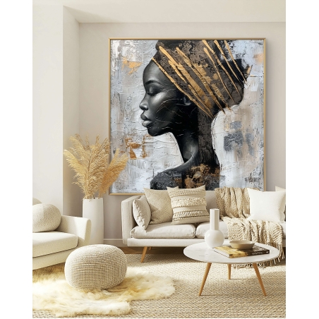 תמונה מרובעת מודפסת על קנבס בסגנון אפריקאיות 