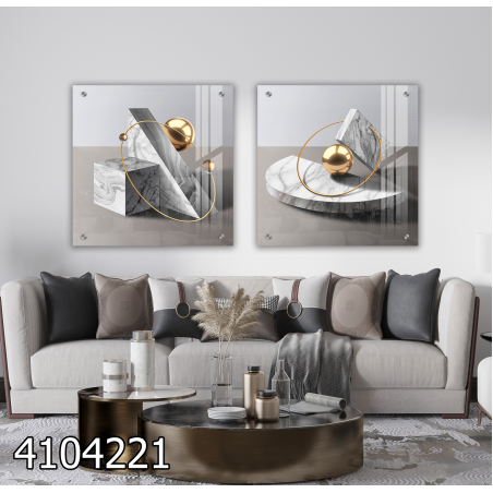 זוג תמונות אבסטרקט תלת מימד בהדפסה ישירה על זכוכית דגם 4104221