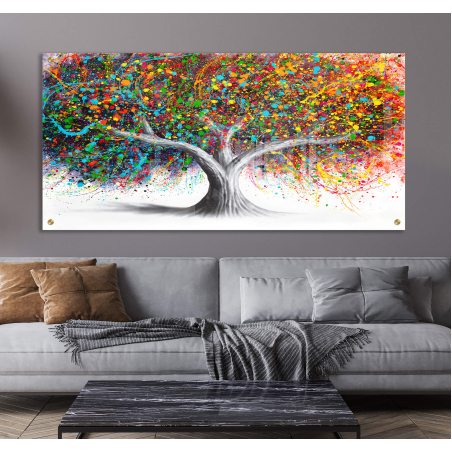 תמונה מיוחדת אבסטרקט עצים  בהדפסה ישירה על זכוכית דגם-81226