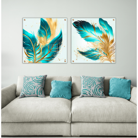 זוג תמונות מרובעות בהדפסה ישירה על זכוכית דגם 140224