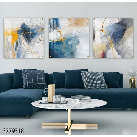 שלישיית תמונות מרובעות יוקרתיות מודפסות ישירות על זכוכית דגם-3779318