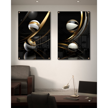 זוג תמונות על זכוכית לסלון או לפינת אוכל 