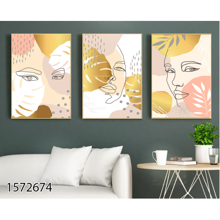 שלשה על קנבס מתוח וממוסגר לחדר השינה או לסלון דגם 1572674