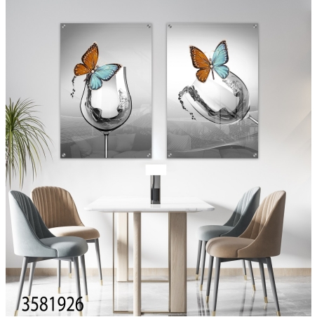 זוג תמונות למטבח\פינת אוכל\סלון בהדפסה ישירה על זכוכית דגם 3581926