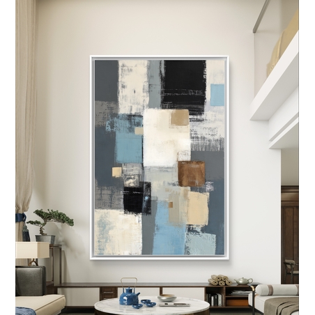 תמונת קיר אבסטרקט הדפסה חלקה לא תבליט בגוונים כחולים