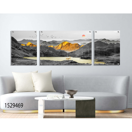 תמונה מחולקת לסלון מודפסת על זכוכית דגם 1529469