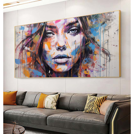 תמונת קנבס מעלפת פרצוף יפייפה במריחות צבעוניות דגם - L52014